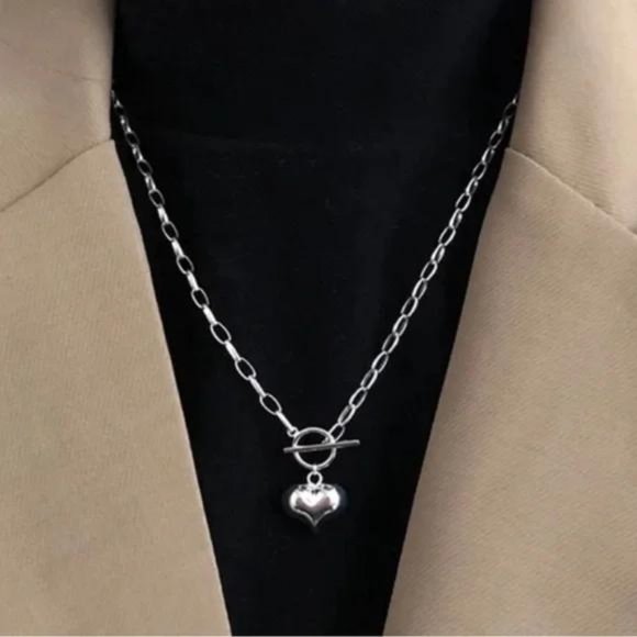 NEW LOVE HEART 925 STERLING SILVER NECKLACE - Picture 1 of 6